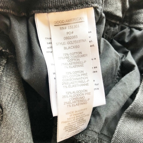 GOOD AMERICAN Jeans Womens 31 Black60 High Rise Straight Leg Chewed Raw Hem - Picture 6 of 10